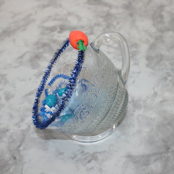 HAND CRAFTED Blue Bunny Rabbit Spring Decor Ornament Upcycled Cup Pastel Easter - Picture 4 of 12